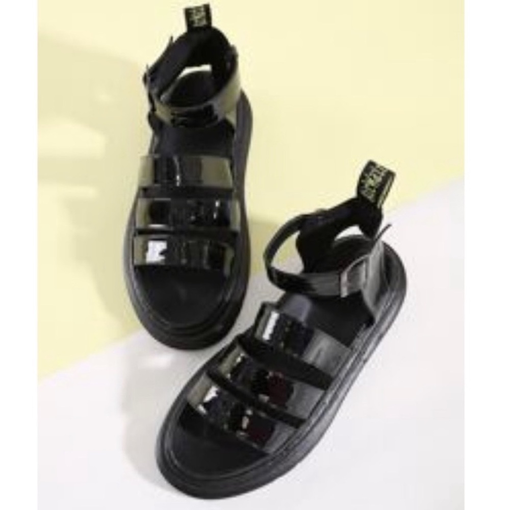 Patent leather sandals (similar to doc martens)